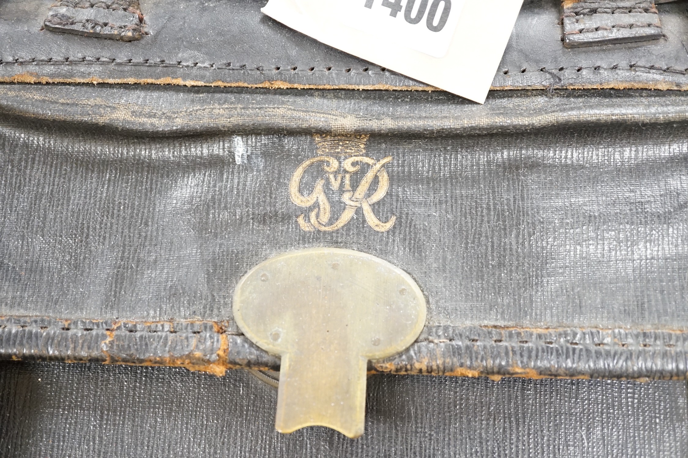 A satchel with George the VI monogram, a German Third Reich style satchel, a quantity of wartime maps and another satchel